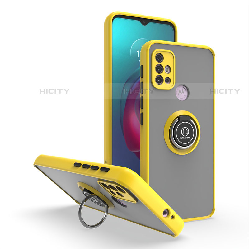 Custodia Silicone e Plastica Opaca Cover con Magnetico Anello Supporto S04 per Motorola Moto G10