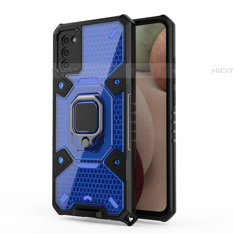 Custodia Silicone e Plastica Opaca Cover con Magnetico Anello Supporto S04 per Samsung Galaxy A03s