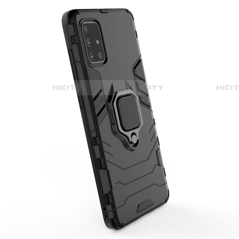 Custodia Silicone e Plastica Opaca Cover con Magnetico Anello Supporto S04 per Samsung Galaxy A71 5G