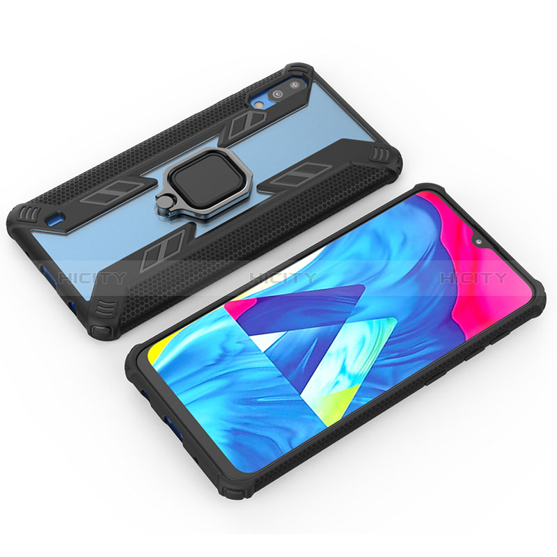 Custodia Silicone e Plastica Opaca Cover con Magnetico Anello Supporto S04 per Samsung Galaxy M10