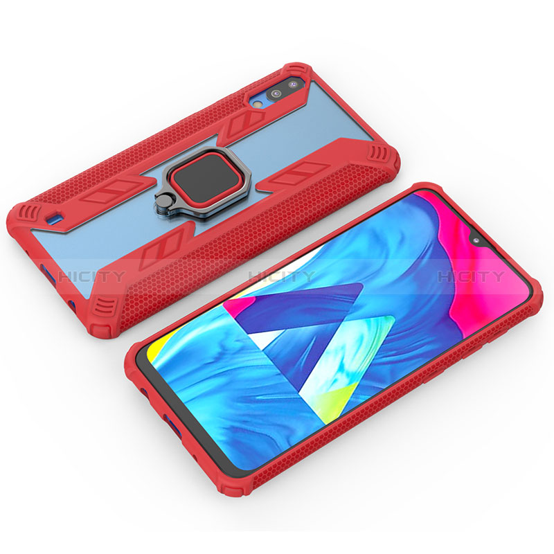 Custodia Silicone e Plastica Opaca Cover con Magnetico Anello Supporto S04 per Samsung Galaxy M10