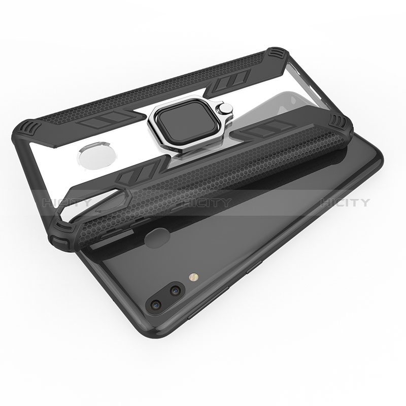 Custodia Silicone e Plastica Opaca Cover con Magnetico Anello Supporto S04 per Samsung Galaxy M20