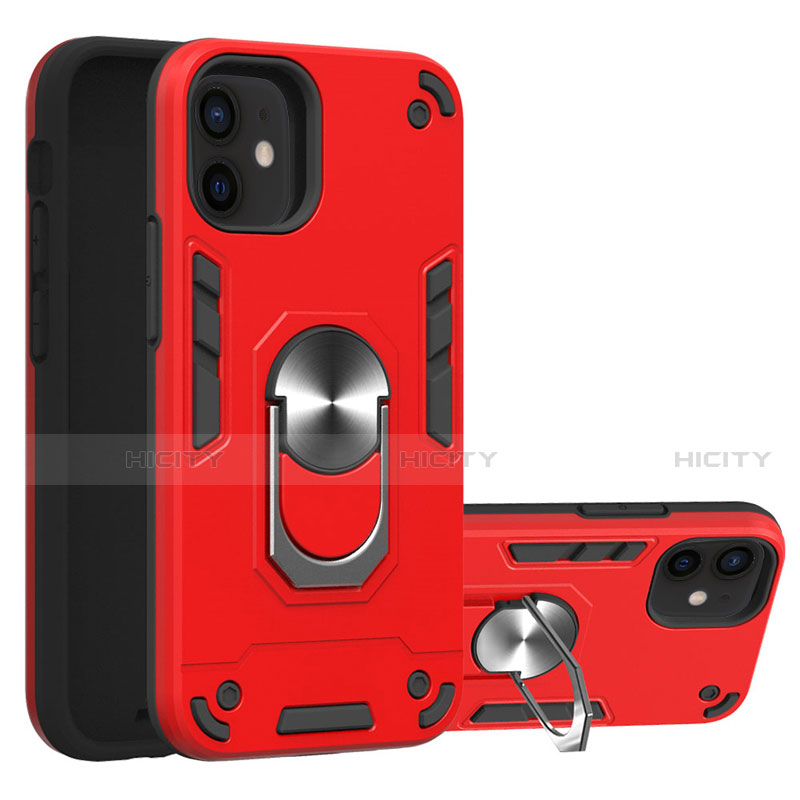 Custodia Silicone e Plastica Opaca Cover con Magnetico Anello Supporto S05 per Apple iPhone 12 Mini