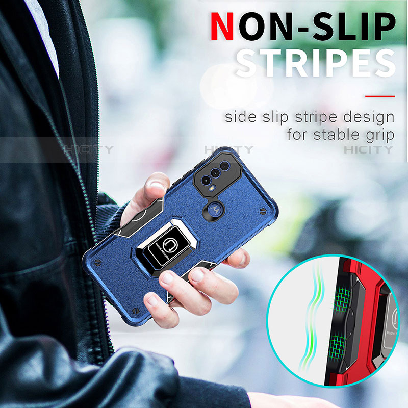 Custodia Silicone e Plastica Opaca Cover con Magnetico Anello Supporto S05 per Motorola Moto E40