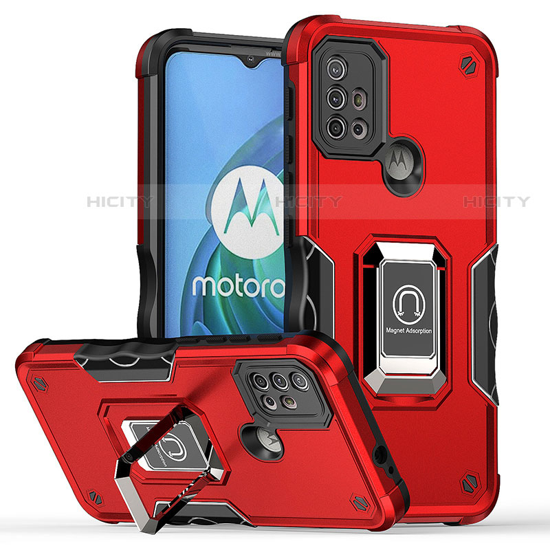 Custodia Silicone e Plastica Opaca Cover con Magnetico Anello Supporto S05 per Motorola Moto G10 Power