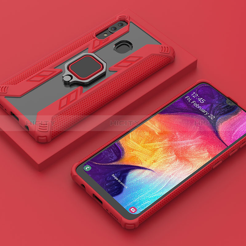 Custodia Silicone e Plastica Opaca Cover con Magnetico Anello Supporto S05 per Samsung Galaxy A30