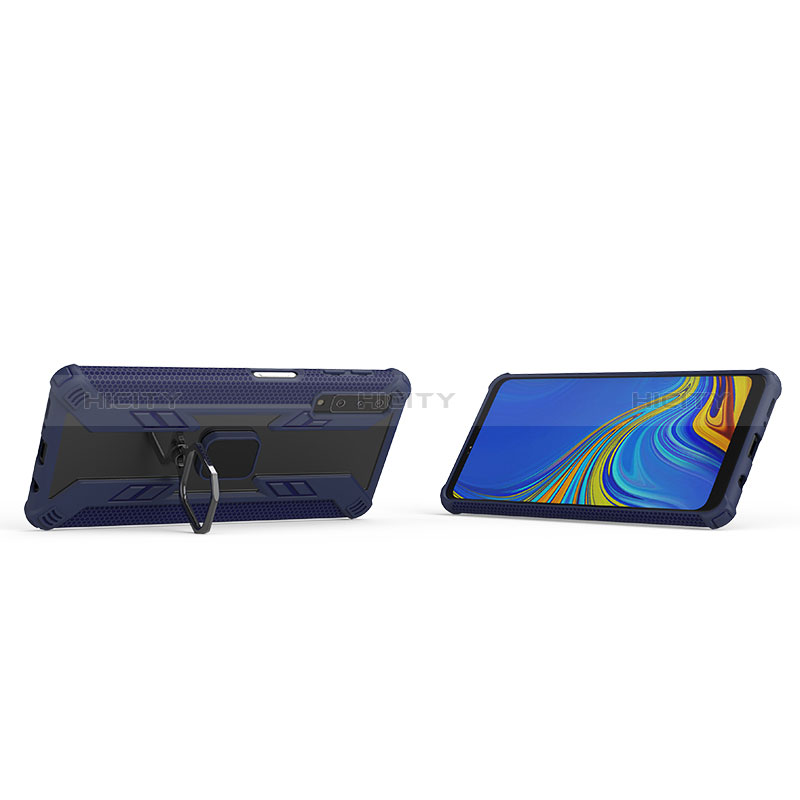 Custodia Silicone e Plastica Opaca Cover con Magnetico Anello Supporto S05 per Samsung Galaxy A7 (2018) A750