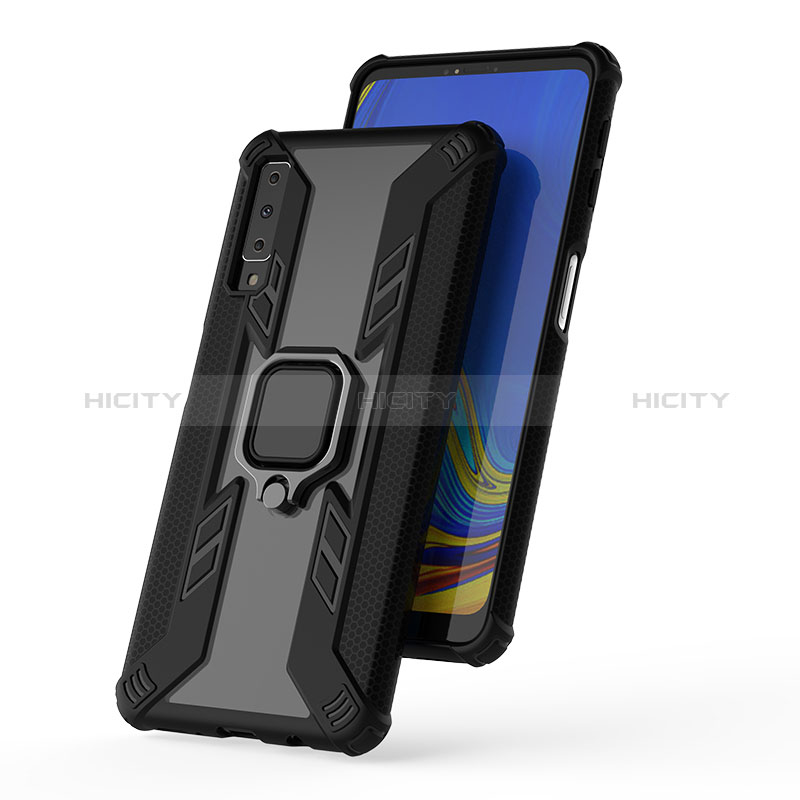 Custodia Silicone e Plastica Opaca Cover con Magnetico Anello Supporto S05 per Samsung Galaxy A7 (2018) A750