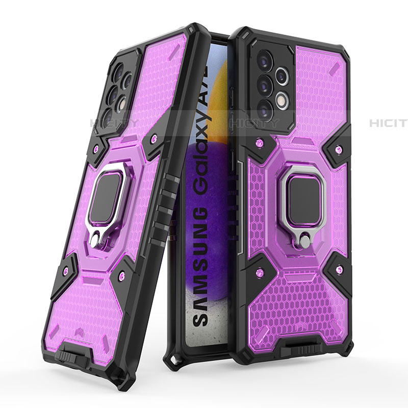 Custodia Silicone e Plastica Opaca Cover con Magnetico Anello Supporto S05 per Samsung Galaxy A72 4G