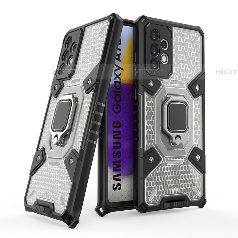Custodia Silicone e Plastica Opaca Cover con Magnetico Anello Supporto S05 per Samsung Galaxy A72 4G