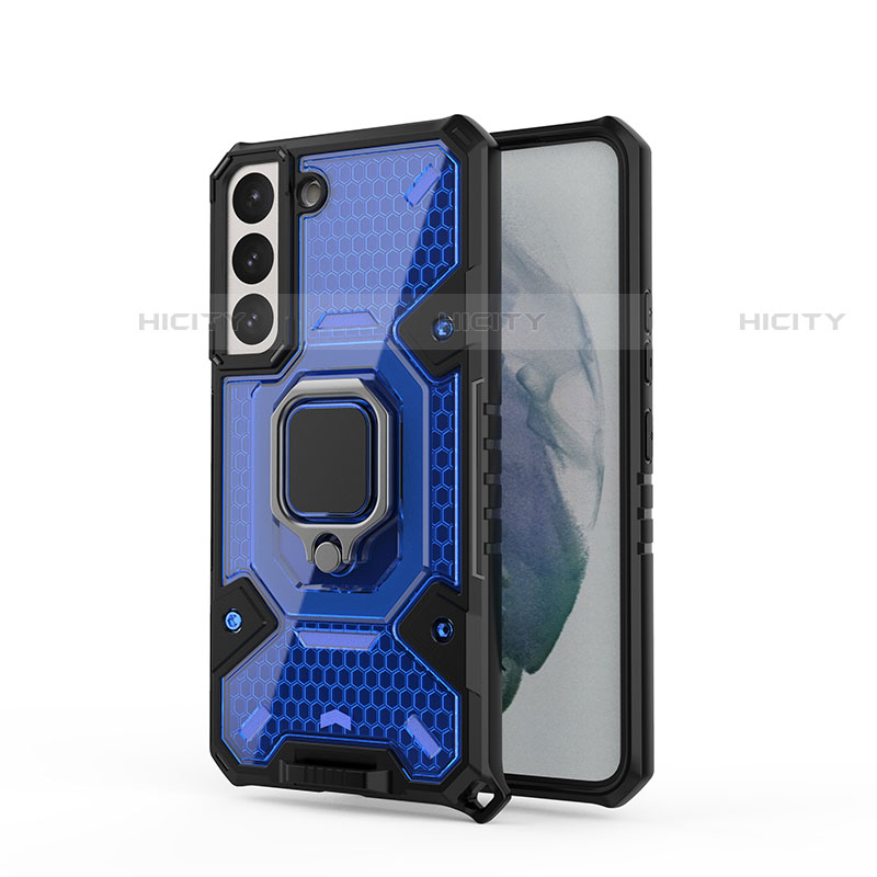 Custodia Silicone e Plastica Opaca Cover con Magnetico Anello Supporto S05 per Samsung Galaxy S21 FE 5G