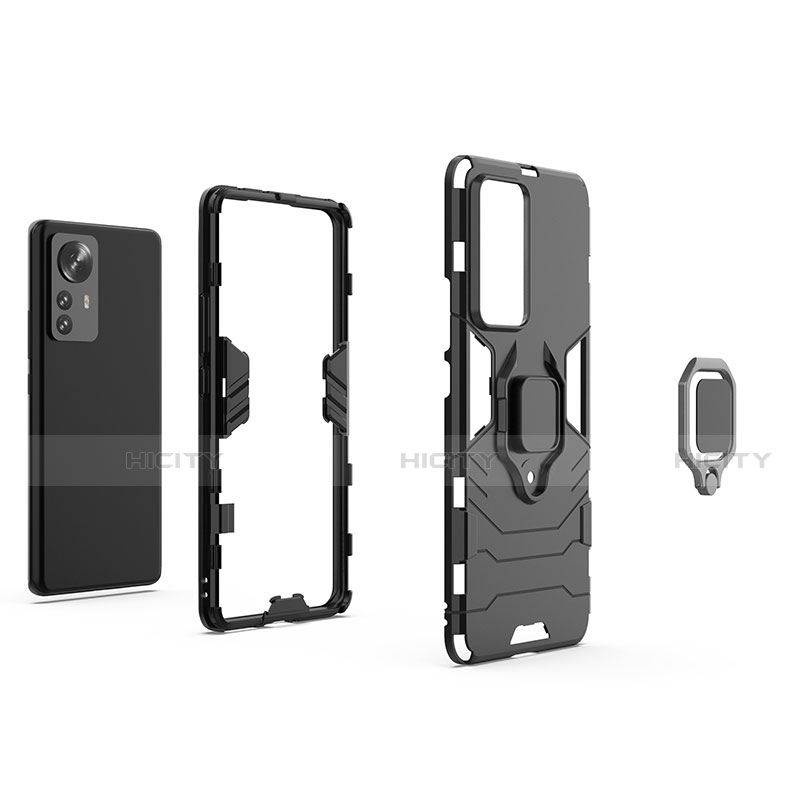 Custodia Silicone e Plastica Opaca Cover con Magnetico Anello Supporto S05 per Xiaomi Mi 12 5G