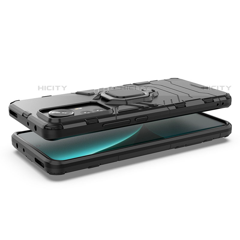 Custodia Silicone e Plastica Opaca Cover con Magnetico Anello Supporto S05 per Xiaomi Mi 12X 5G