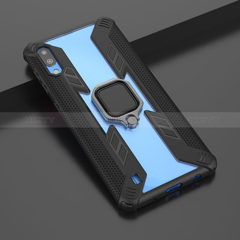 Custodia Silicone e Plastica Opaca Cover con Magnetico Anello Supporto S06 per Samsung Galaxy M10