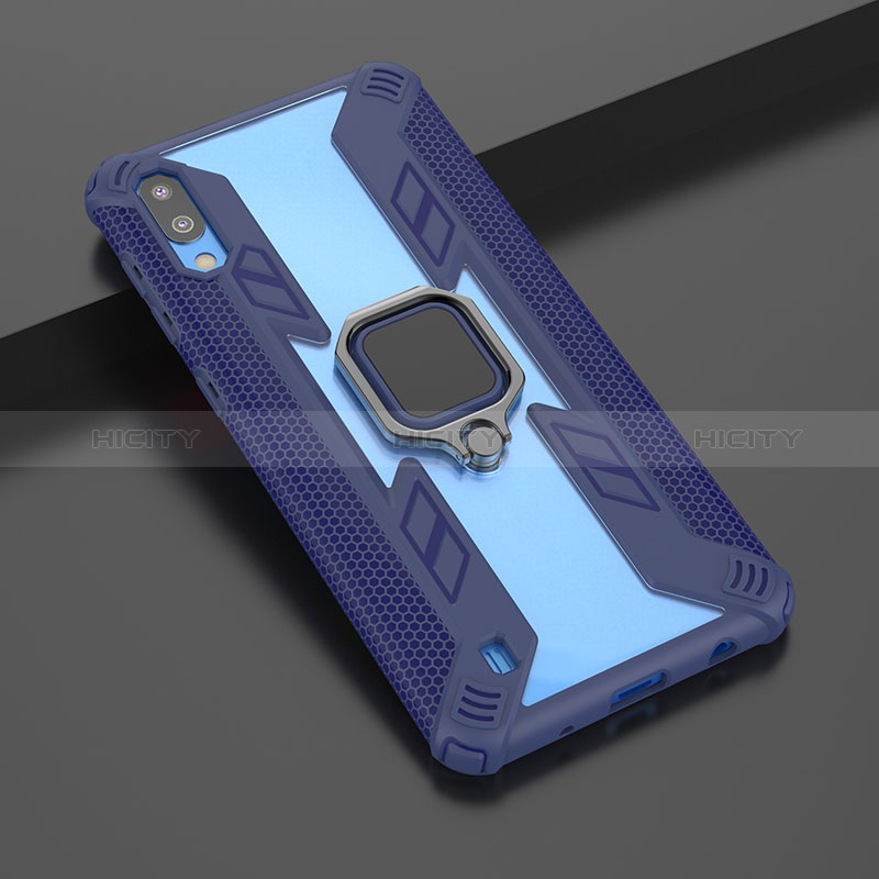 Custodia Silicone e Plastica Opaca Cover con Magnetico Anello Supporto S06 per Samsung Galaxy M10