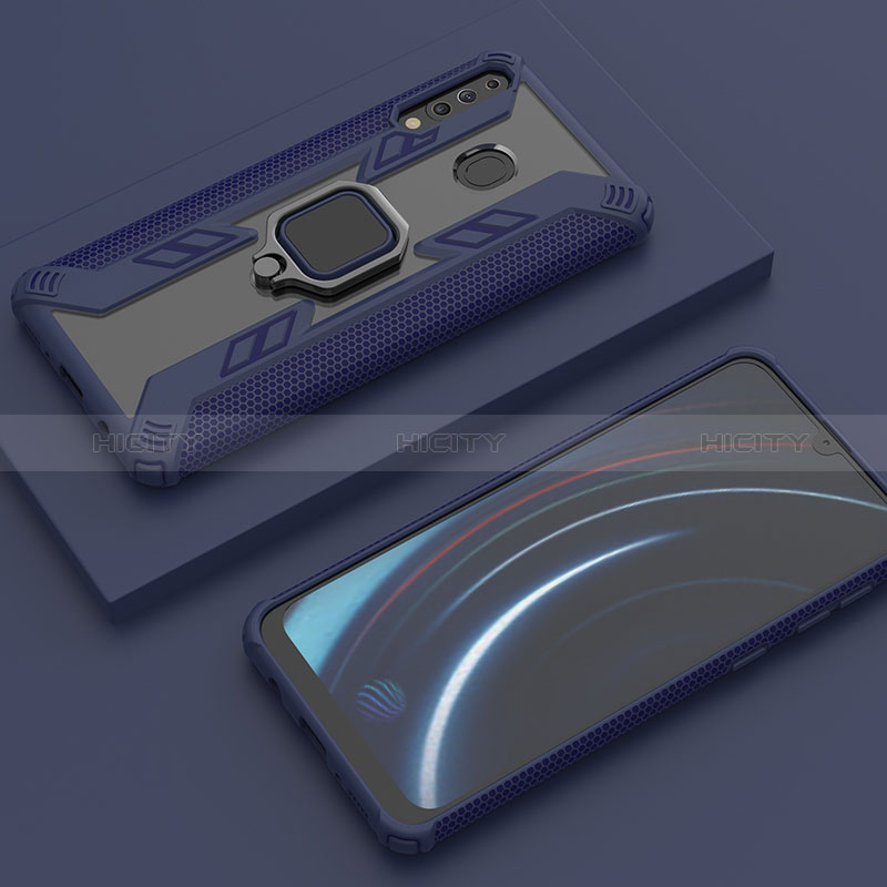 Custodia Silicone e Plastica Opaca Cover con Magnetico Anello Supporto S06 per Samsung Galaxy M30