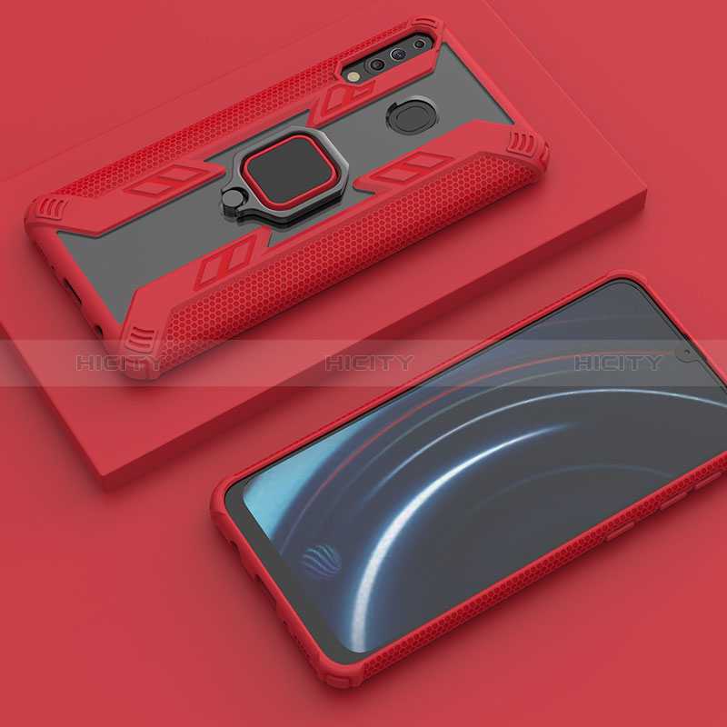 Custodia Silicone e Plastica Opaca Cover con Magnetico Anello Supporto S06 per Samsung Galaxy M30