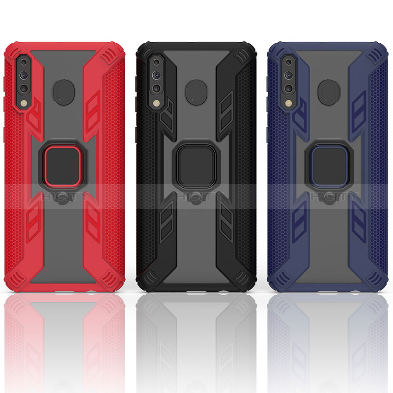 Custodia Silicone e Plastica Opaca Cover con Magnetico Anello Supporto S06 per Samsung Galaxy M30