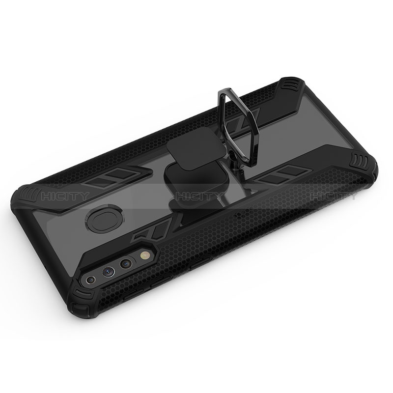 Custodia Silicone e Plastica Opaca Cover con Magnetico Anello Supporto S06 per Samsung Galaxy M30