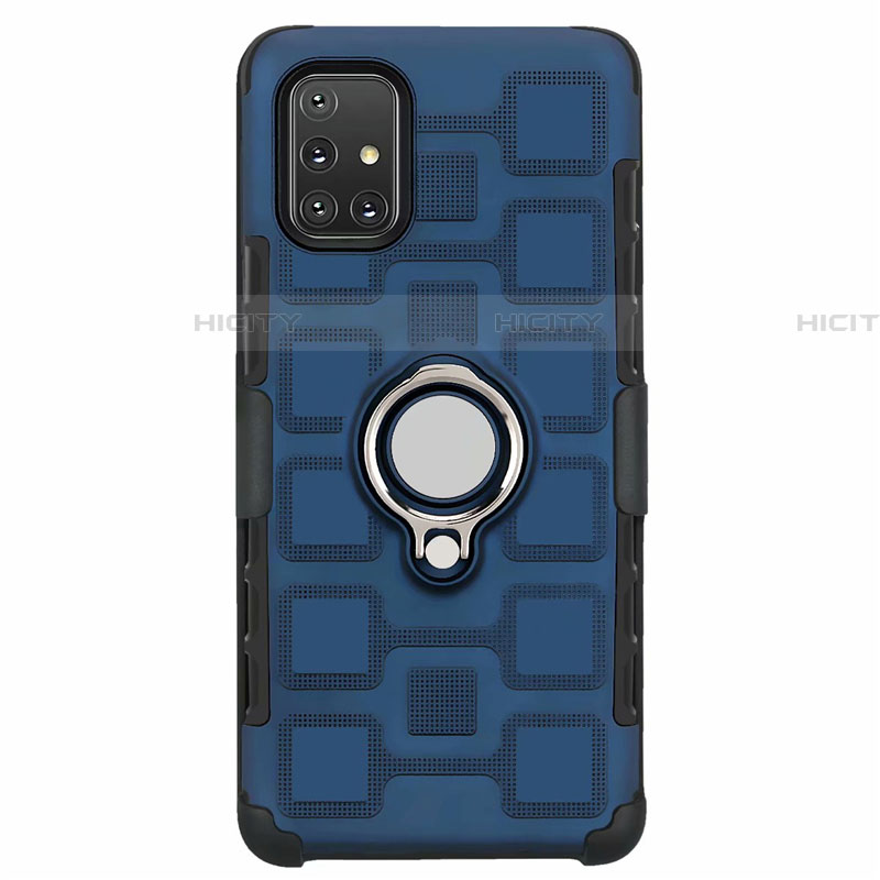 Custodia Silicone e Plastica Opaca Cover con Magnetico Anello Supporto S07 per Samsung Galaxy A71 5G