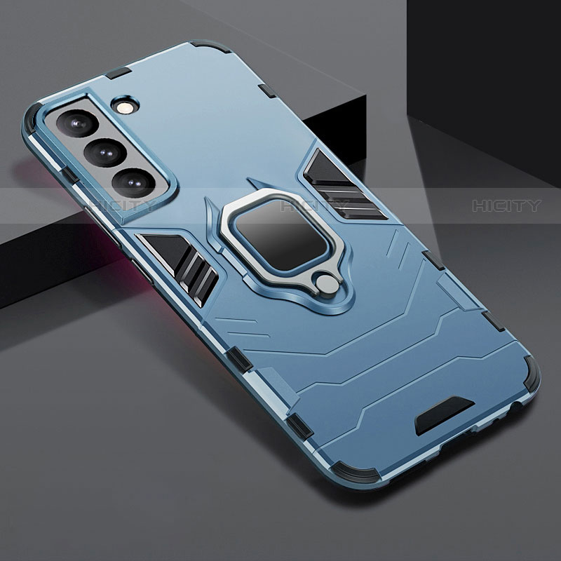 Custodia Silicone e Plastica Opaca Cover con Magnetico Anello Supporto S08 per Samsung Galaxy S21 FE 5G