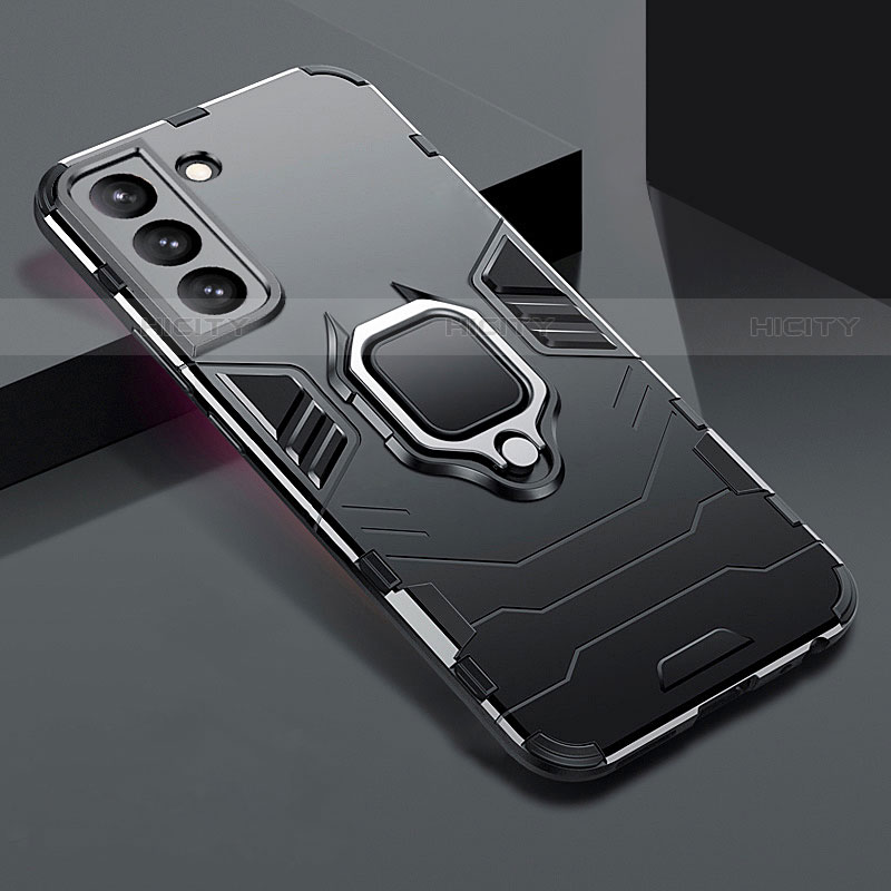 Custodia Silicone e Plastica Opaca Cover con Magnetico Anello Supporto S08 per Samsung Galaxy S21 FE 5G