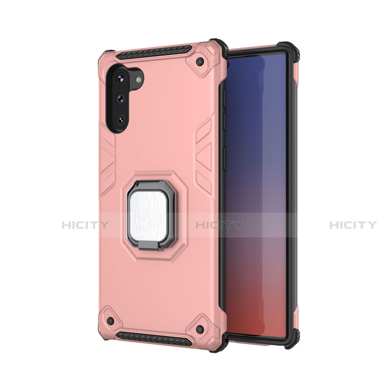 Custodia Silicone e Plastica Opaca Cover con Magnetico Anello Supporto T01 per Samsung Galaxy Note 10