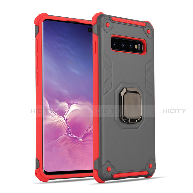 Custodia Silicone e Plastica Opaca Cover con Magnetico Anello Supporto T01 per Samsung Galaxy S10