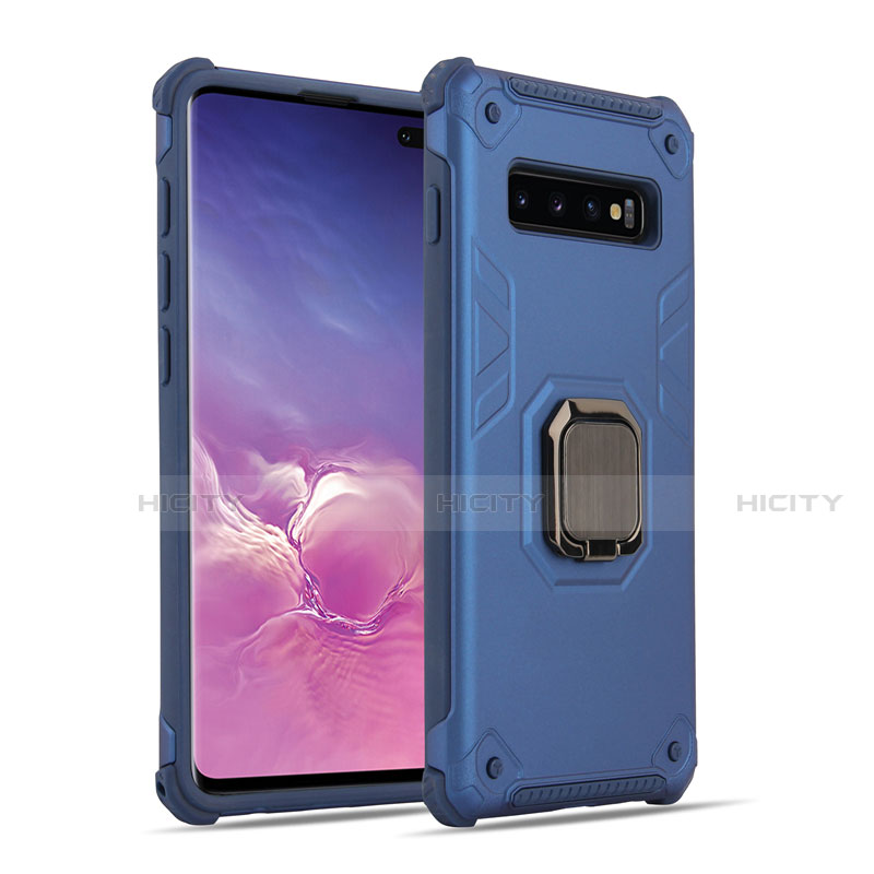 Custodia Silicone e Plastica Opaca Cover con Magnetico Anello Supporto T01 per Samsung Galaxy S10