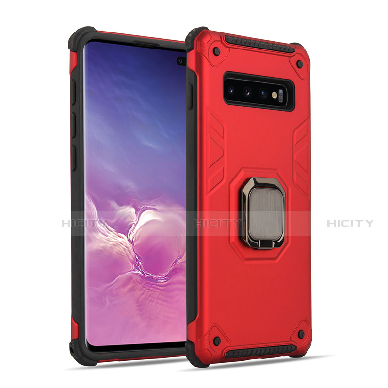 Custodia Silicone e Plastica Opaca Cover con Magnetico Anello Supporto T01 per Samsung Galaxy S10 5G Rosso