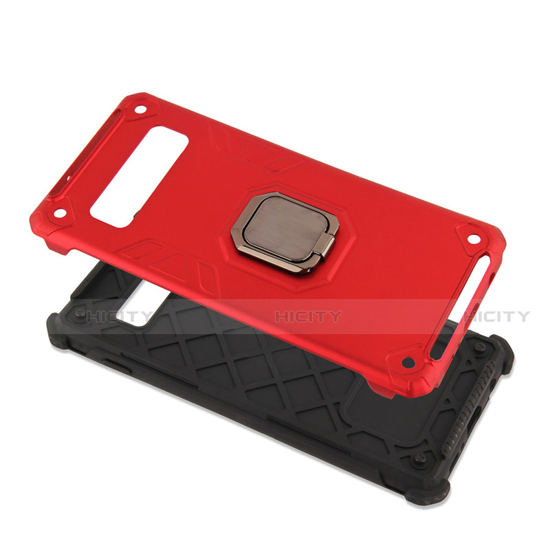 Custodia Silicone e Plastica Opaca Cover con Magnetico Anello Supporto T01 per Samsung Galaxy S10 Plus