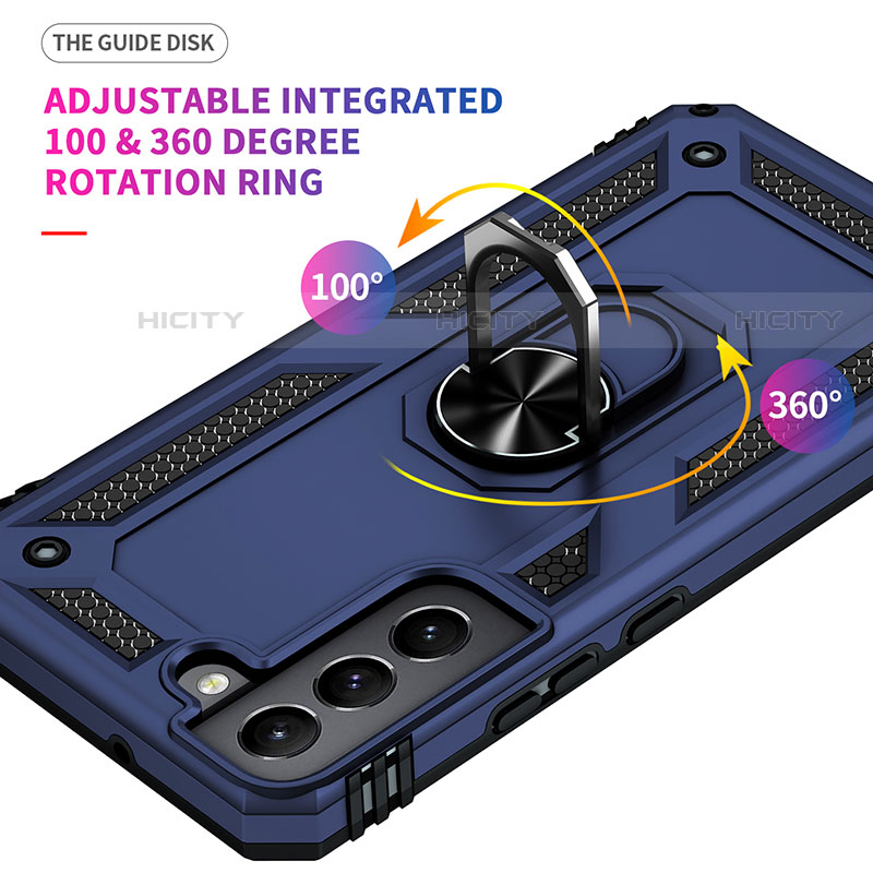 Custodia Silicone e Plastica Opaca Cover con Magnetico Anello Supporto T02 per Samsung Galaxy S22 Plus 5G
