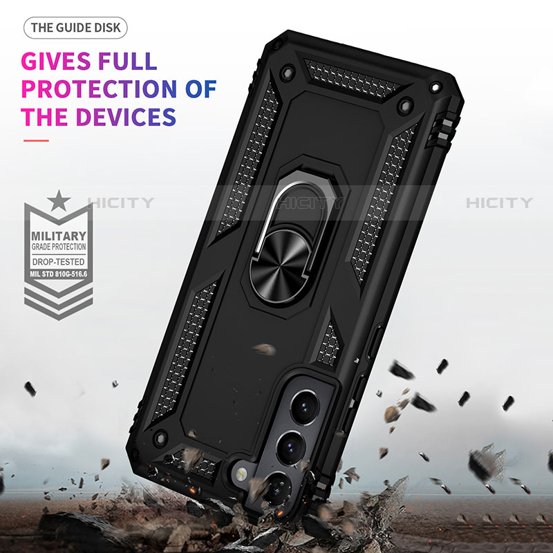 Custodia Silicone e Plastica Opaca Cover con Magnetico Anello Supporto T03 per Samsung Galaxy S22 Plus 5G