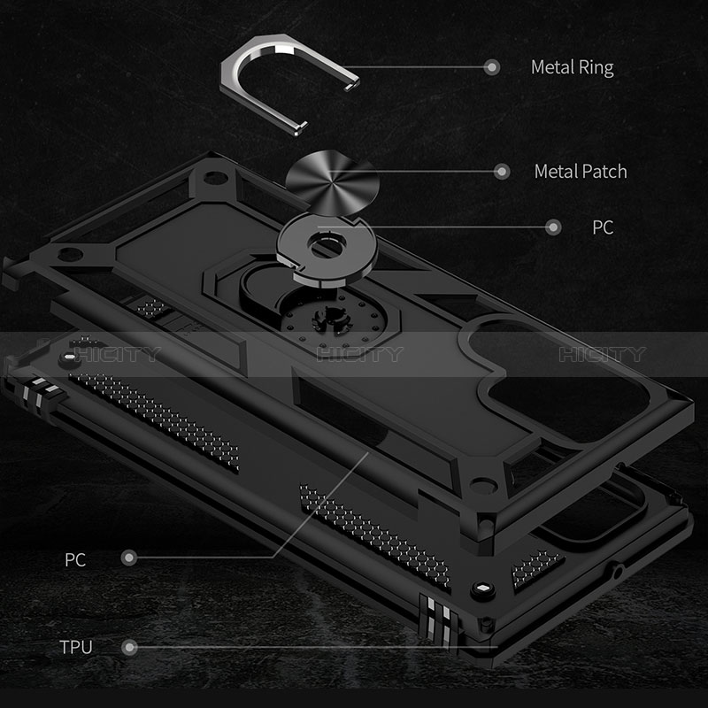 Custodia Silicone e Plastica Opaca Cover con Magnetico Anello Supporto T03 per Samsung Galaxy S24 Ultra 5G