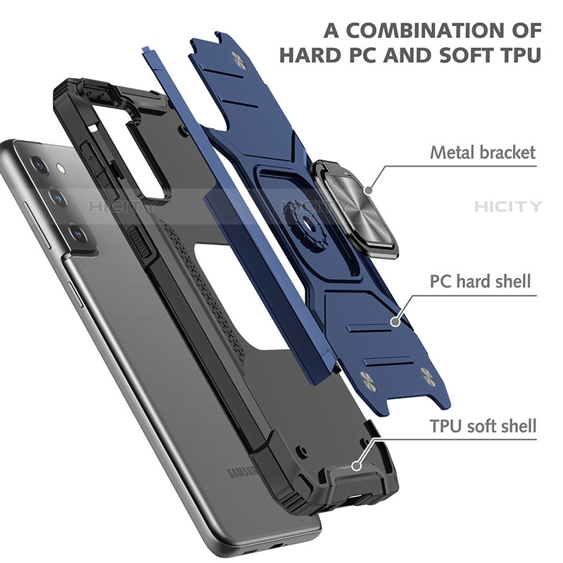 Custodia Silicone e Plastica Opaca Cover con Magnetico Anello Supporto T05 per Samsung Galaxy S23 5G