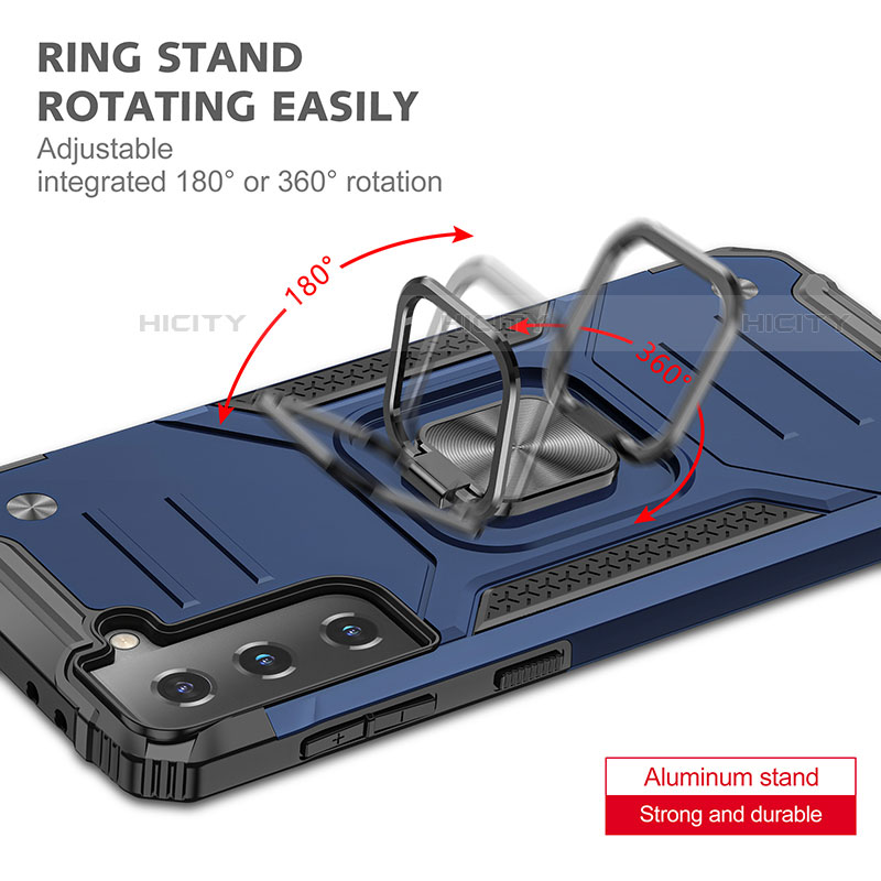 Custodia Silicone e Plastica Opaca Cover con Magnetico Anello Supporto T05 per Samsung Galaxy S23 Plus 5G