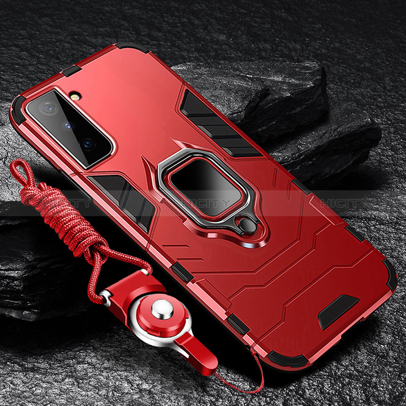 Custodia Silicone e Plastica Opaca Cover con Magnetico Anello Supporto T06 per Samsung Galaxy S24 Plus 5G