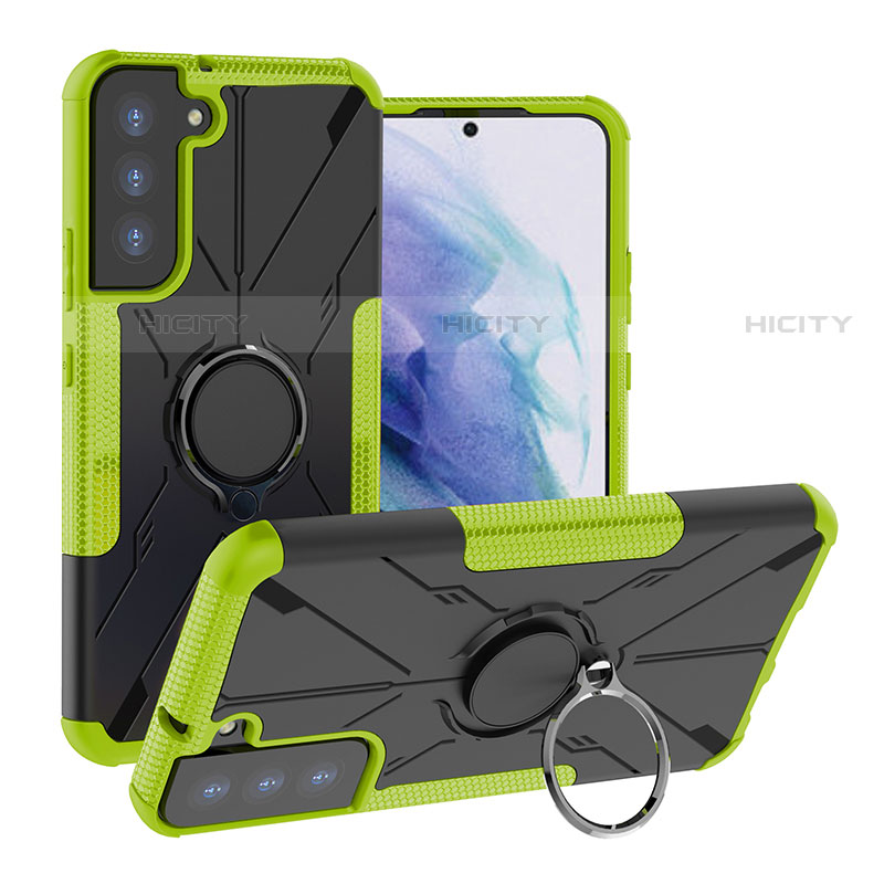 Custodia Silicone e Plastica Opaca Cover con Magnetico Anello Supporto T08 per Samsung Galaxy S23 Plus 5G Verde