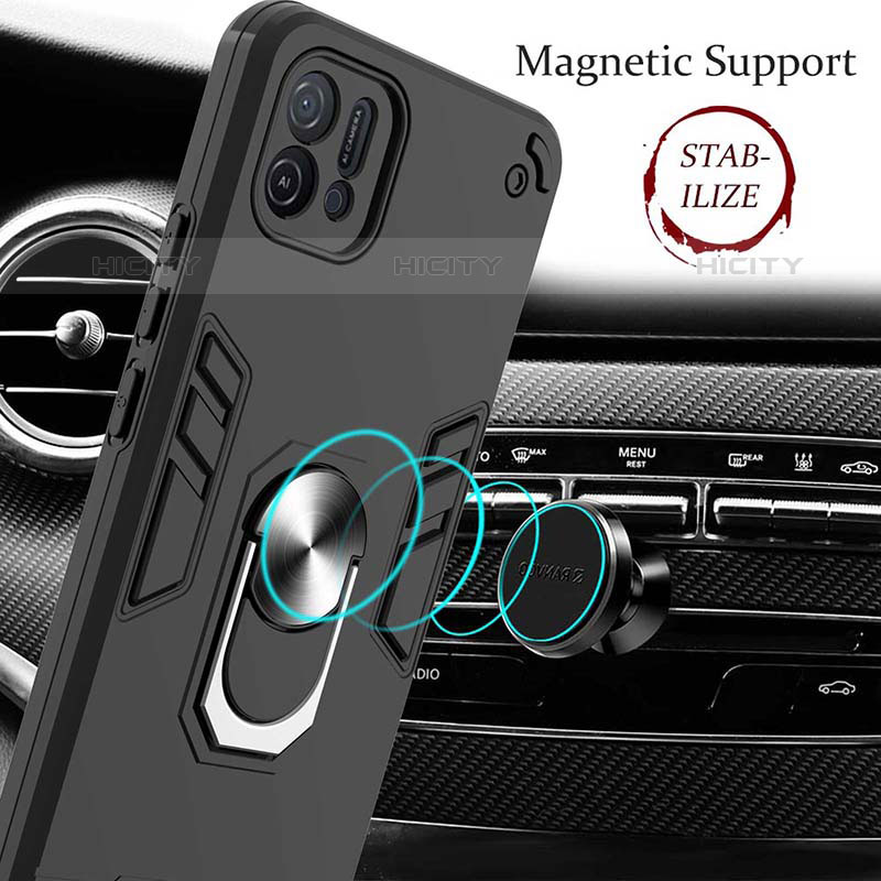 Custodia Silicone e Plastica Opaca Cover con Magnetico Anello Supporto Y01B per Oppo A16e