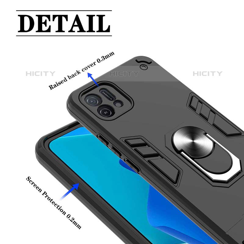 Custodia Silicone e Plastica Opaca Cover con Magnetico Anello Supporto Y01B per Oppo A16K