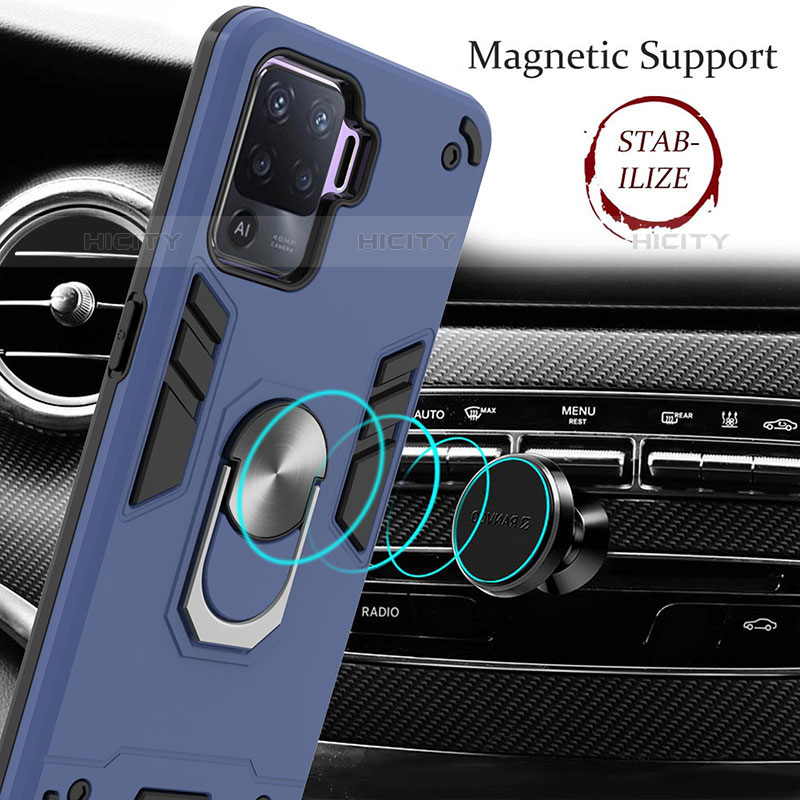 Custodia Silicone e Plastica Opaca Cover con Magnetico Anello Supporto Y01B per Oppo Reno5 F