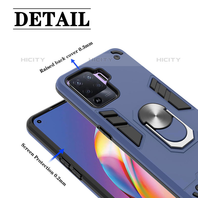 Custodia Silicone e Plastica Opaca Cover con Magnetico Anello Supporto Y01B per Oppo Reno5 F