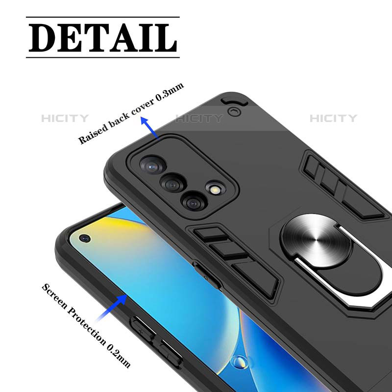 Custodia Silicone e Plastica Opaca Cover con Magnetico Anello Supporto Y01B per Oppo Reno6 Lite