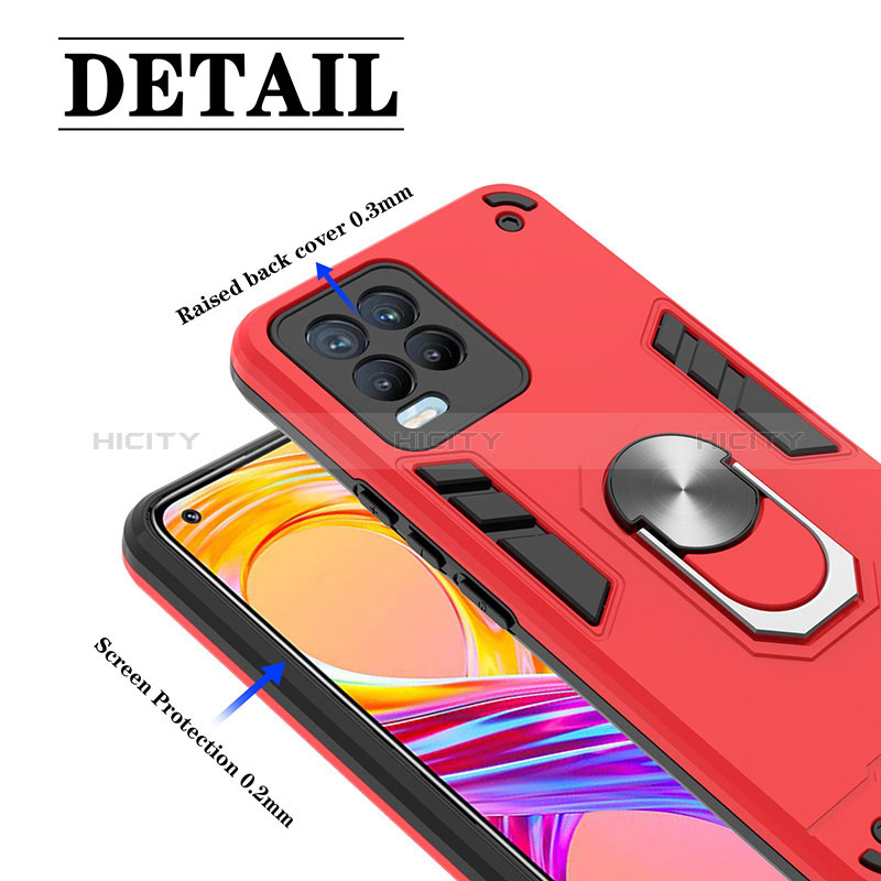 Custodia Silicone e Plastica Opaca Cover con Magnetico Anello Supporto Y01B per Realme 8 4G