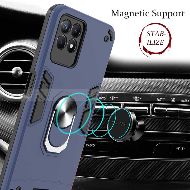 Custodia Silicone e Plastica Opaca Cover con Magnetico Anello Supporto Y01B per Realme 8i