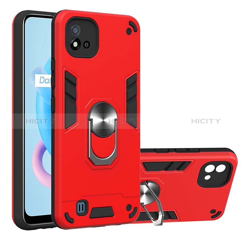 Custodia Silicone e Plastica Opaca Cover con Magnetico Anello Supporto Y01B per Realme C11 (2021)