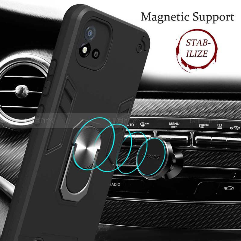 Custodia Silicone e Plastica Opaca Cover con Magnetico Anello Supporto Y01B per Realme C11 (2021)