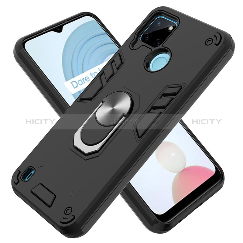 Custodia Silicone e Plastica Opaca Cover con Magnetico Anello Supporto Y01B per Realme C25Y