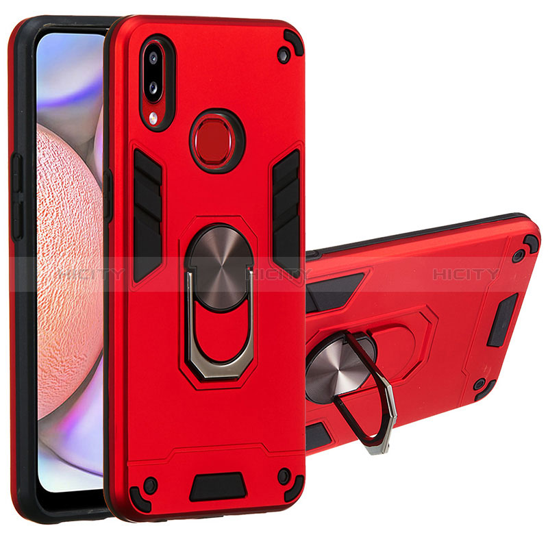 Custodia Silicone e Plastica Opaca Cover con Magnetico Anello Supporto Y01B per Samsung Galaxy A10s Rosso