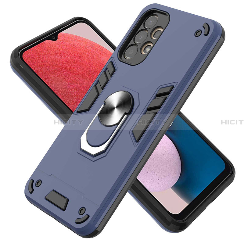 Custodia Silicone e Plastica Opaca Cover con Magnetico Anello Supporto Y01B per Samsung Galaxy A13 4G